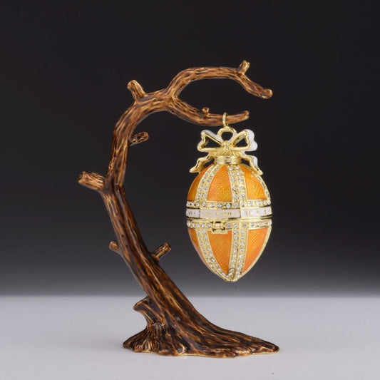 Keren Kopal Orange Russian Egg Hanging of a Tree Branch