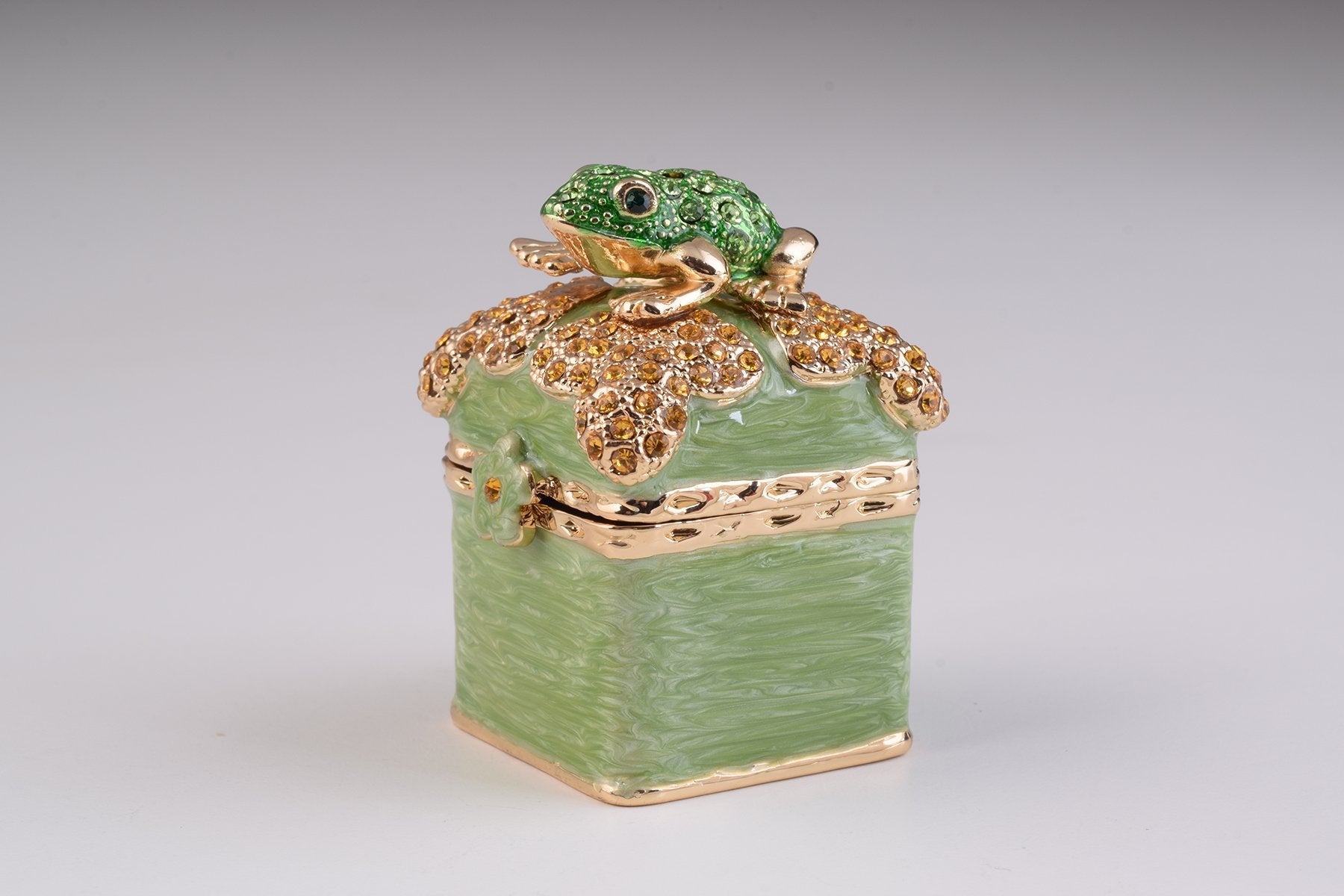 Keren Kopal Green Box with Frog Trinket Box