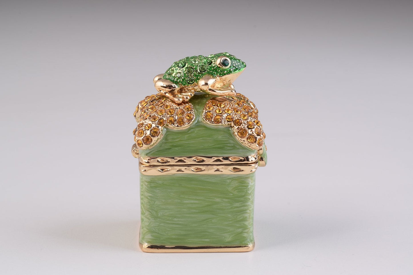 Keren Kopal Green Box with Frog Trinket Box