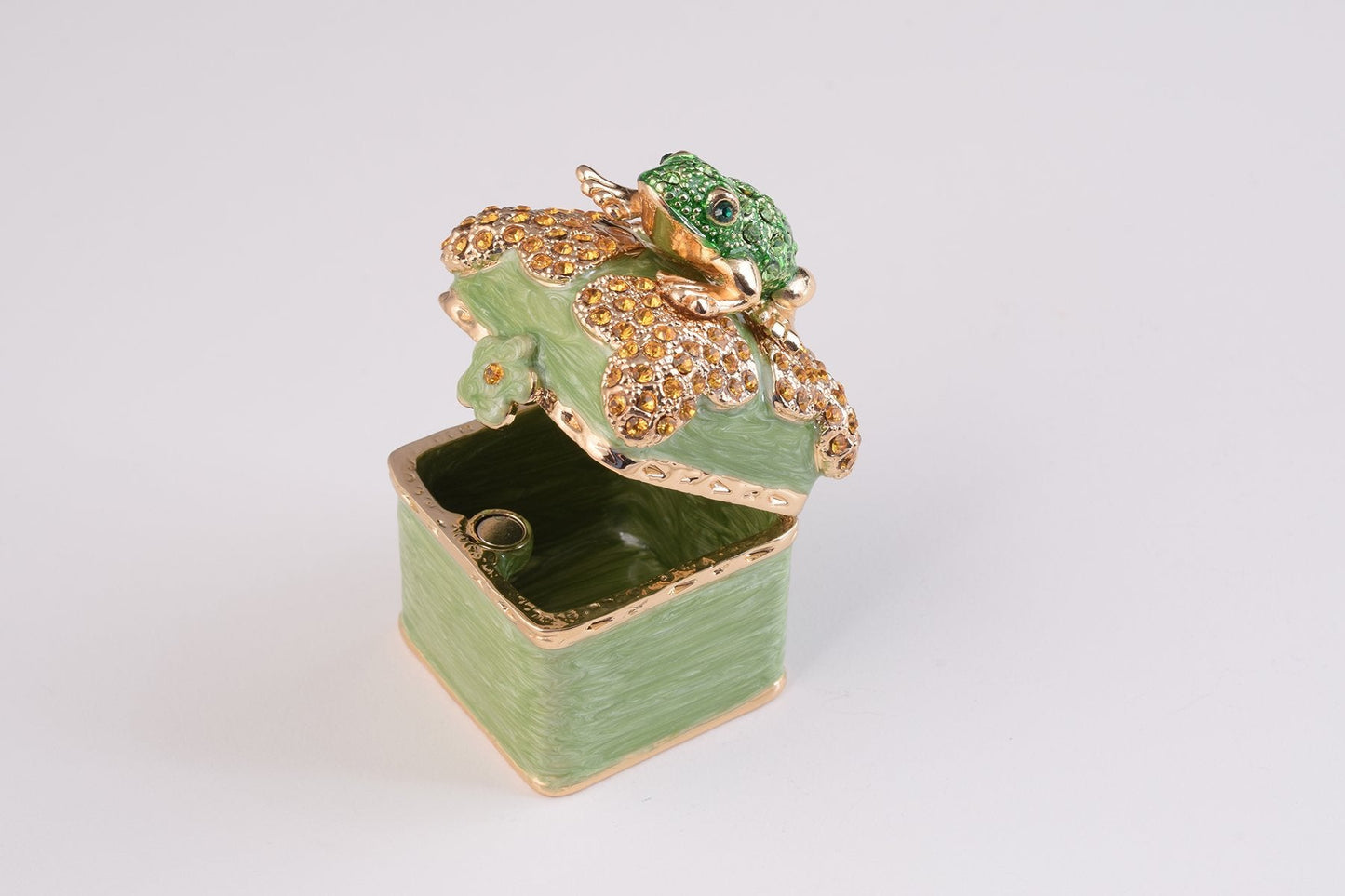 Keren Kopal Green Box with Frog Trinket Box