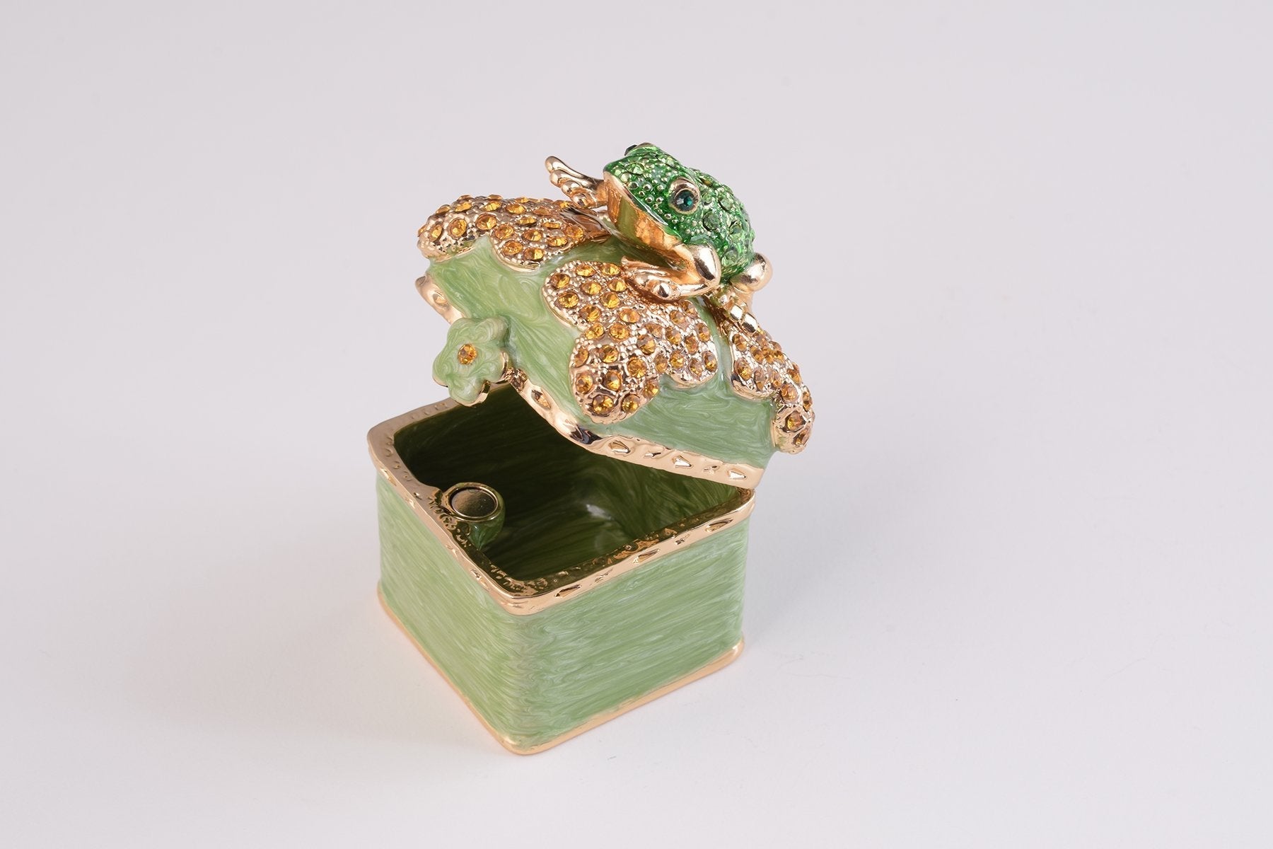 Keren Kopal Green Box with Frog Trinket Box