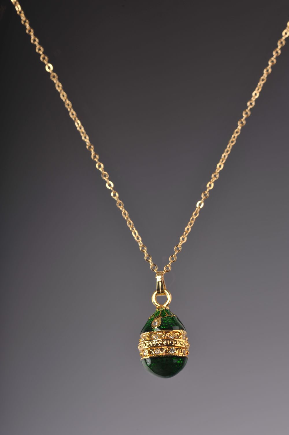 Keren Kopal Green & Gold Egg Pendant Locket Necklace