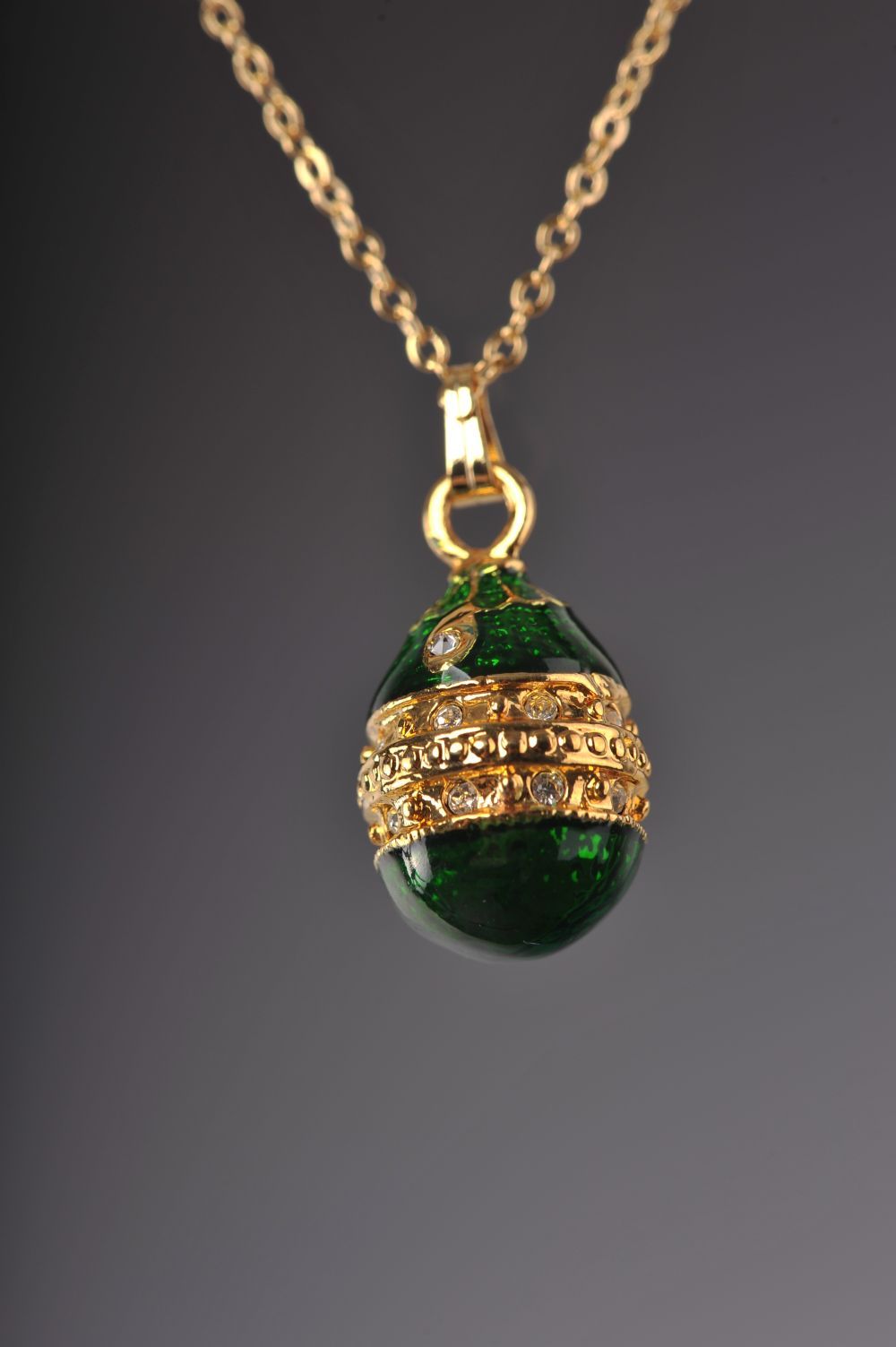 Keren Kopal Green & Gold Egg Pendant Locket Necklace