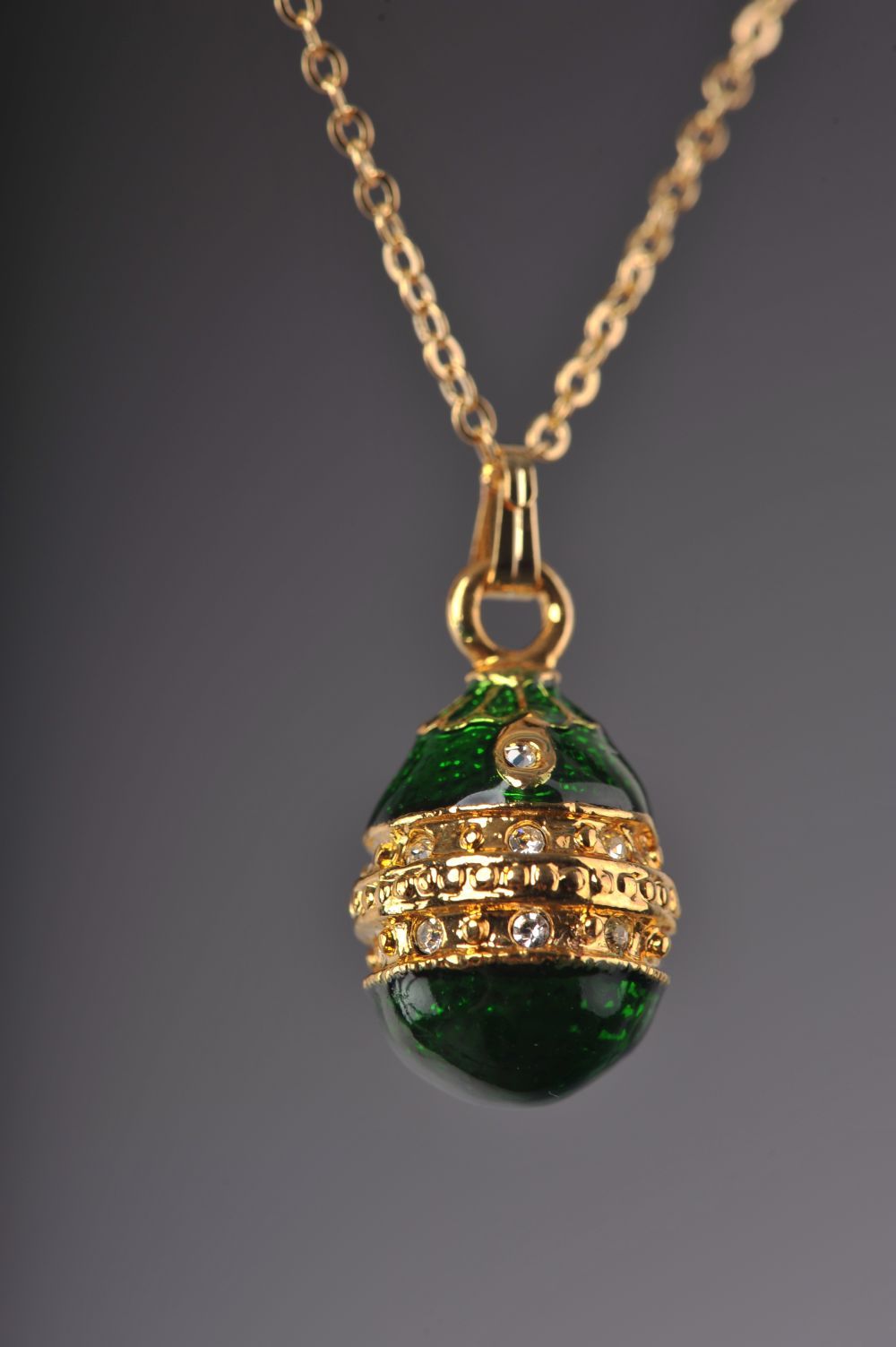 Keren Kopal Green & Gold Egg Pendant Locket Necklace