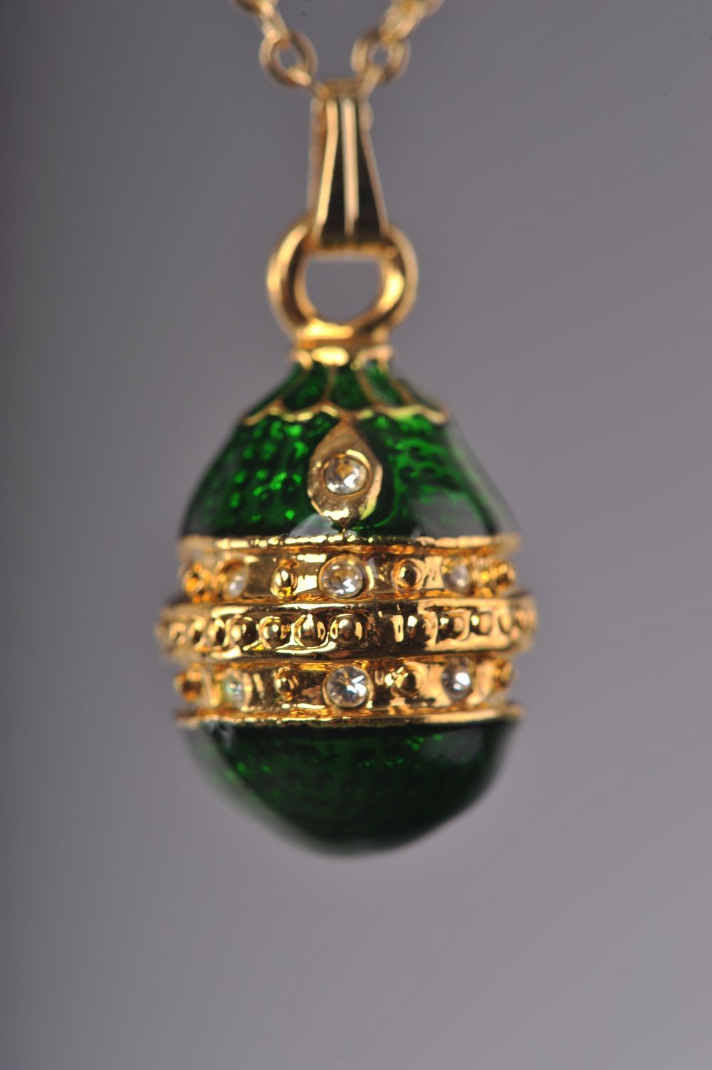 Keren Kopal Green & Gold Egg Pendant Locket Necklace