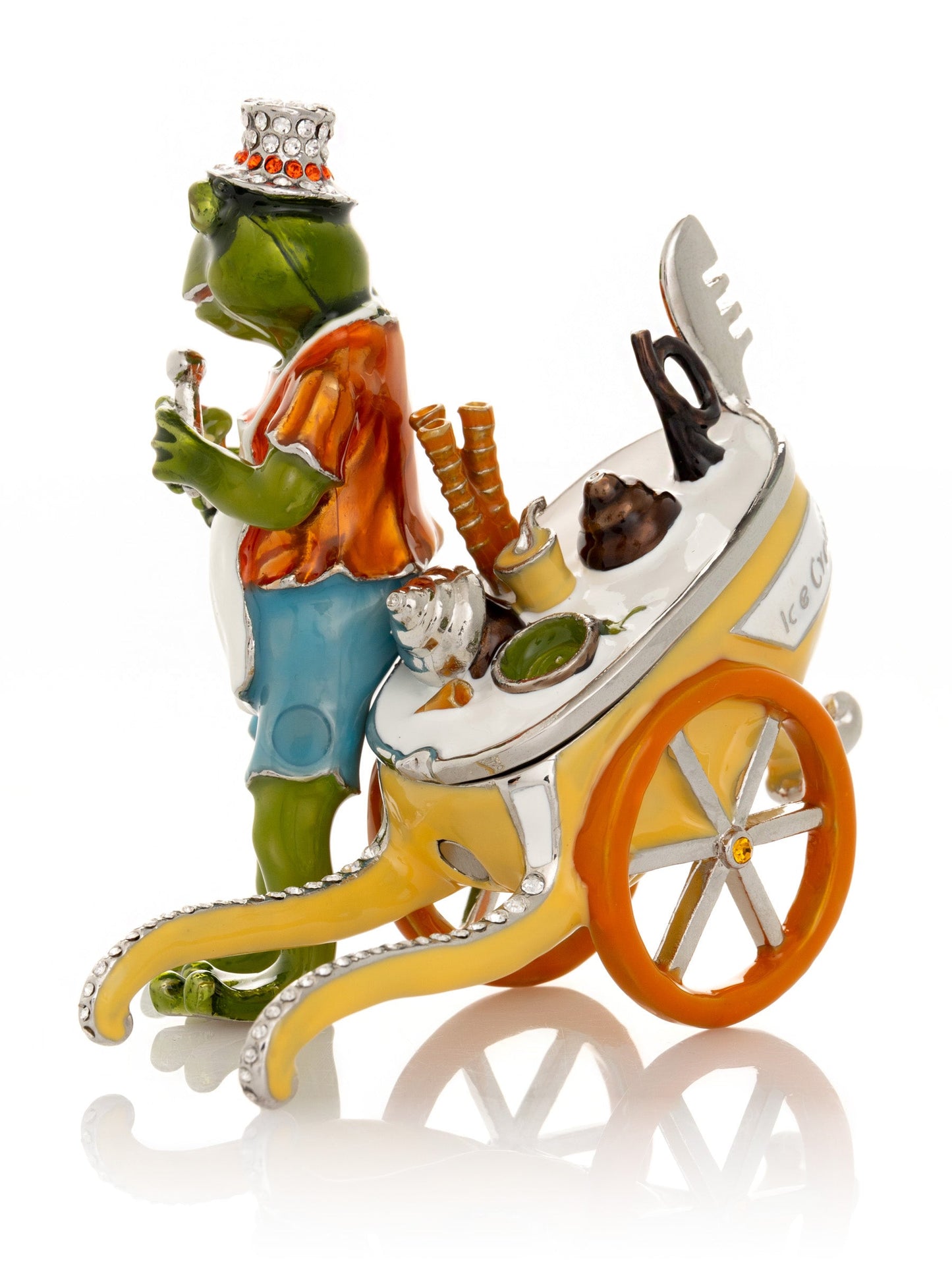 Keren Kopal Frog ice cream seller with a colorful ice cream cart