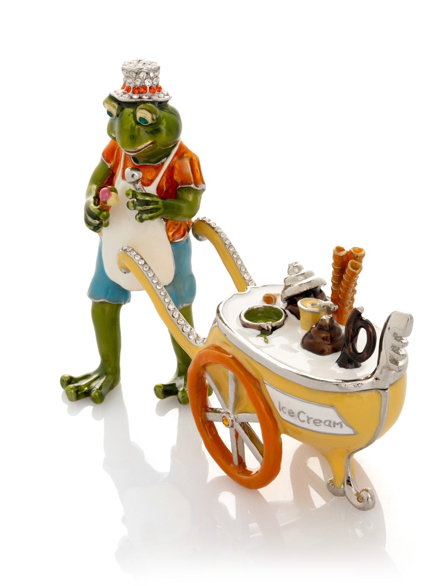 Keren Kopal Frog ice cream seller with a colorful ice cream cart