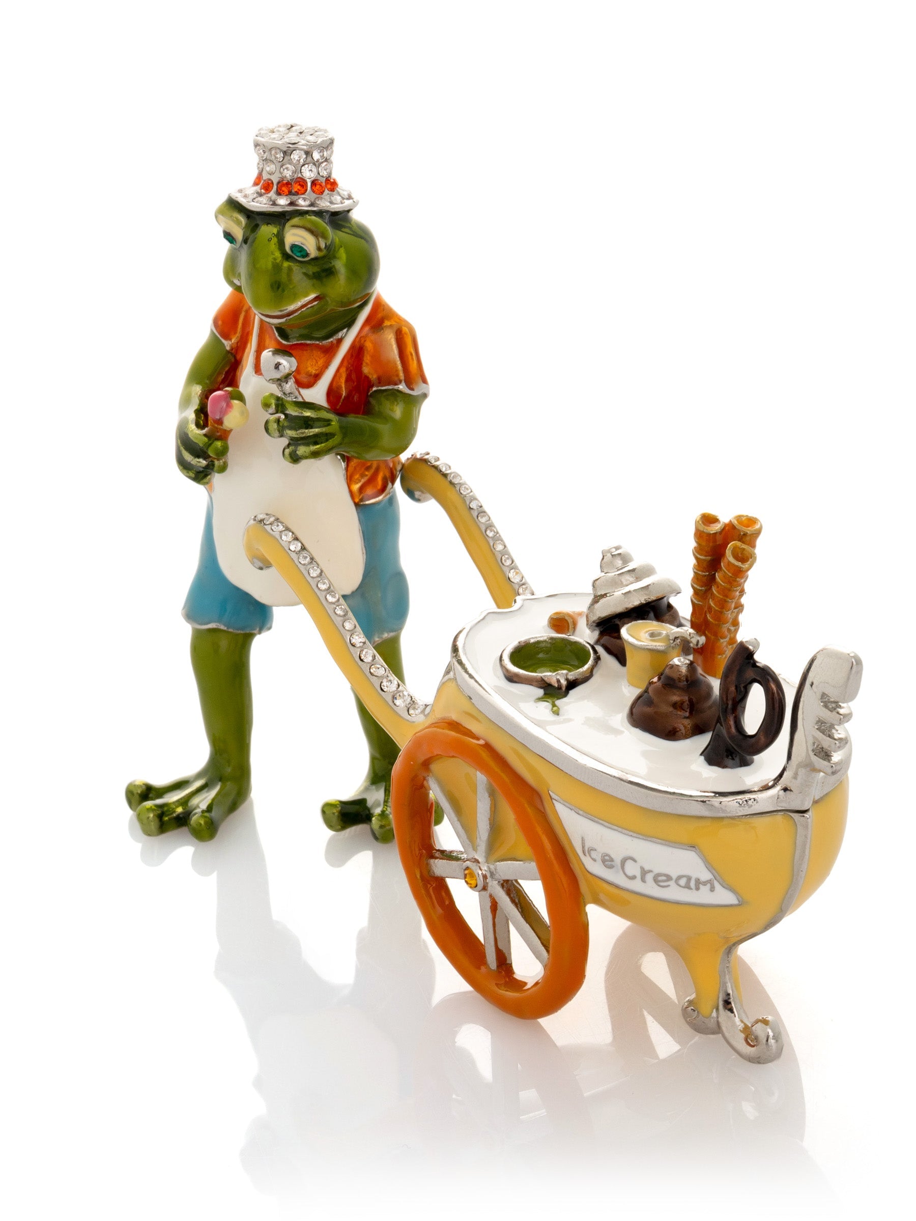 Keren Kopal Frog ice cream seller with a colorful ice cream cart