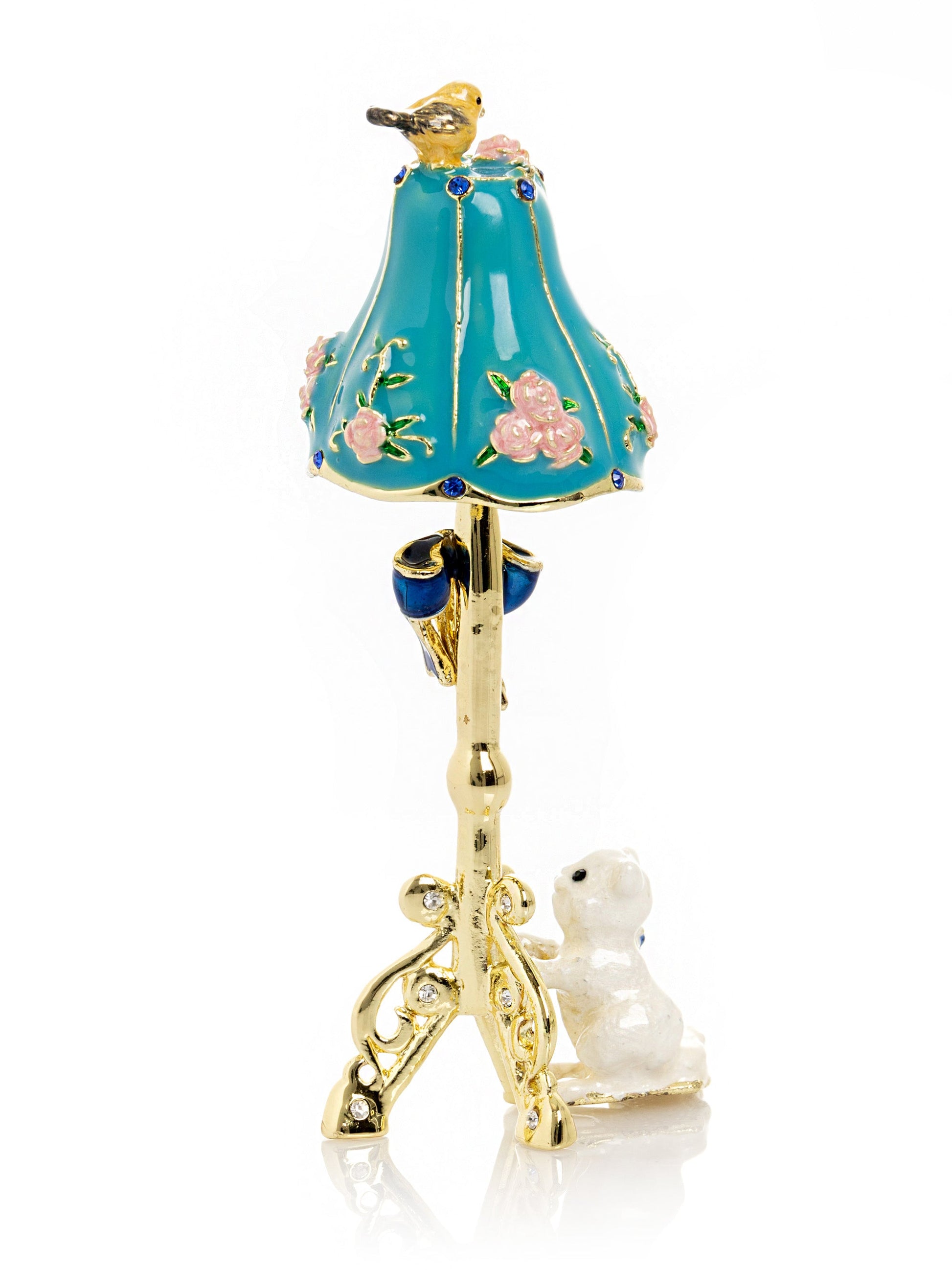 Keren Kopal Gold Standing Lamp with Cat and Bird