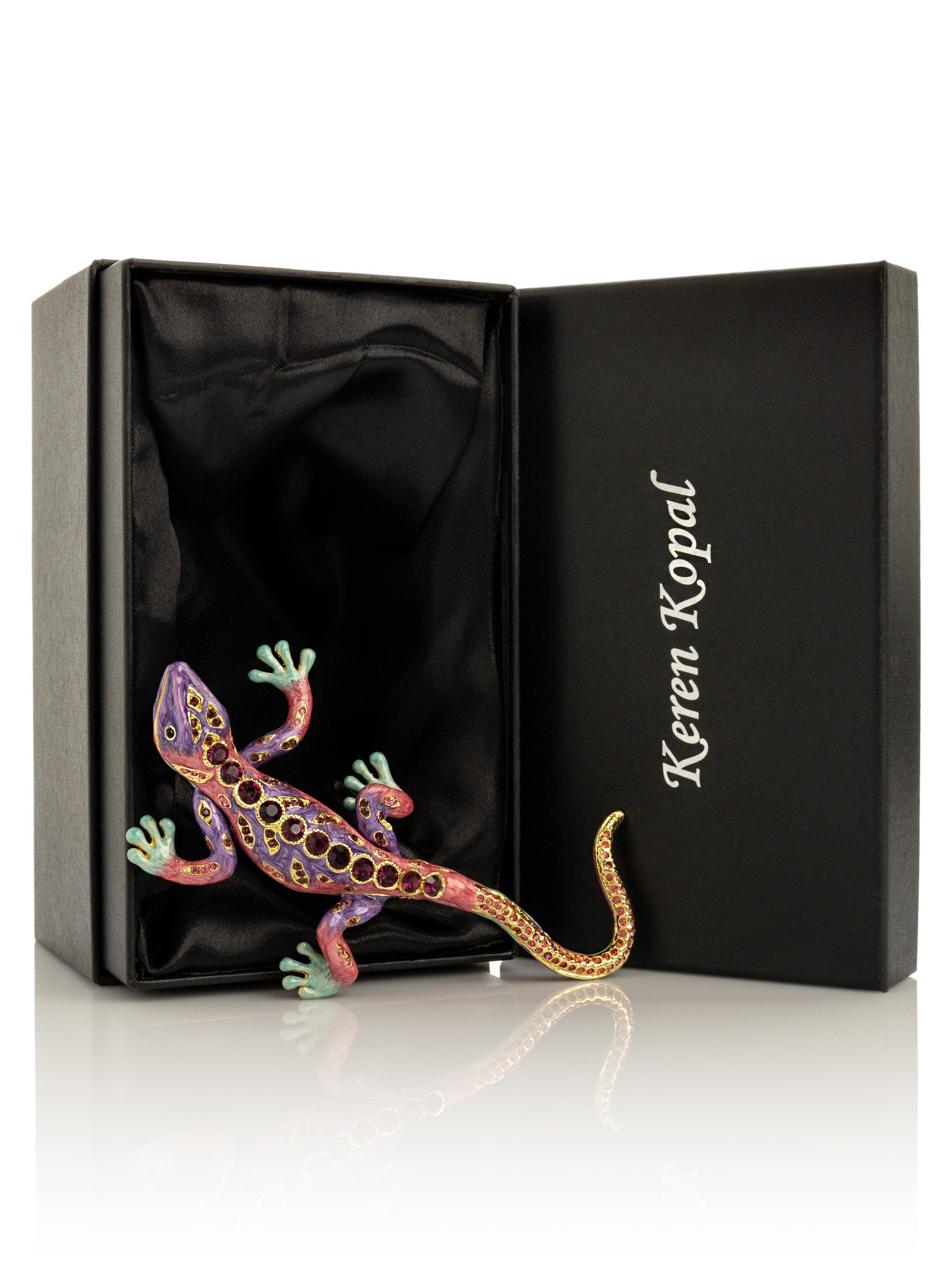 Keren Kopal Purple Lizard Jewelry Trinket Box