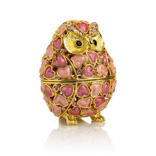 Golden Owl with Hearts - Exquisite Decor