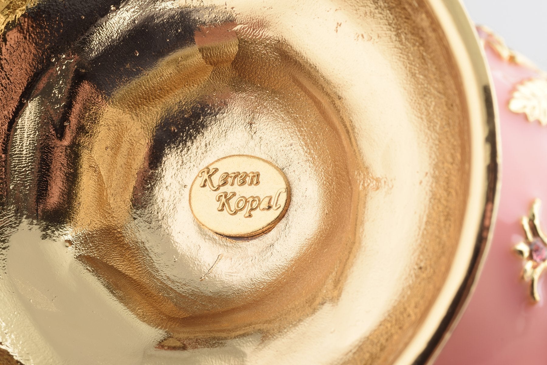 Keren Kopal Pink Carousel Faberge Egg with White Royal Horses