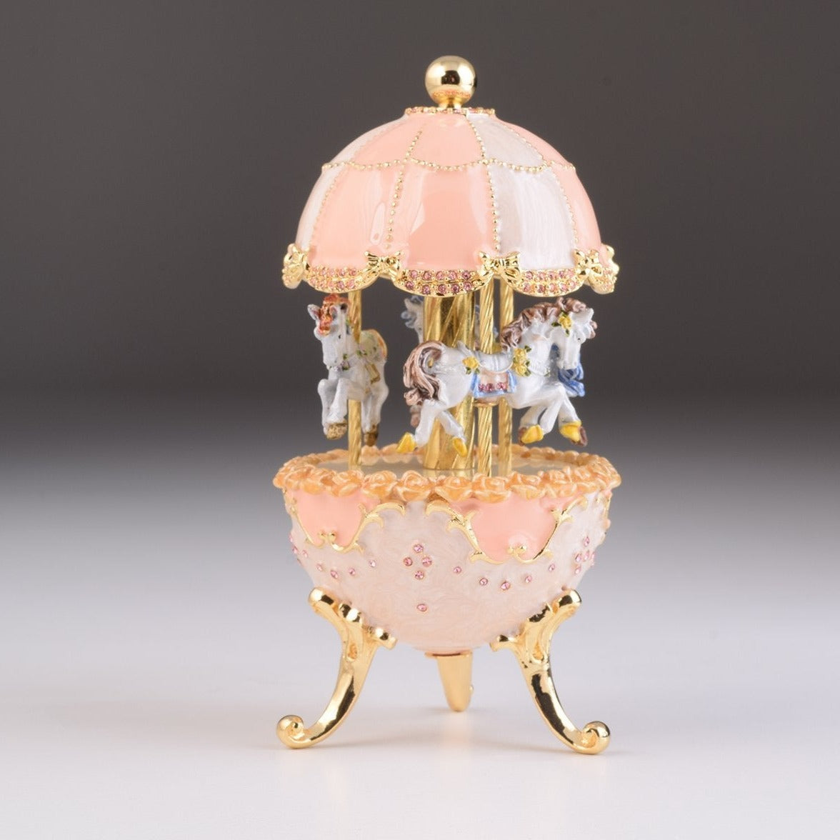 Keren Kopal Pink Wind up Carousel Faberge Egg