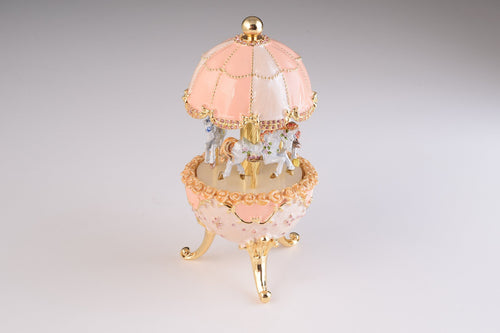 Faberge Egg  Pink with Music Royal Horses Carousel