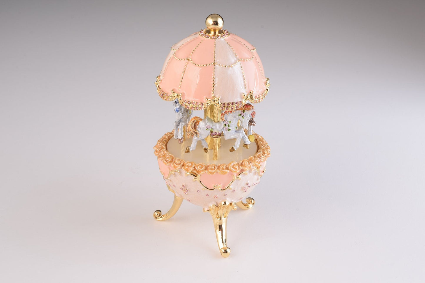 Keren Kopal Pink Wind up Carousel Faberge Egg