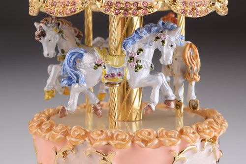 Faberge Egg  Pink with Music Royal Horses Carousel