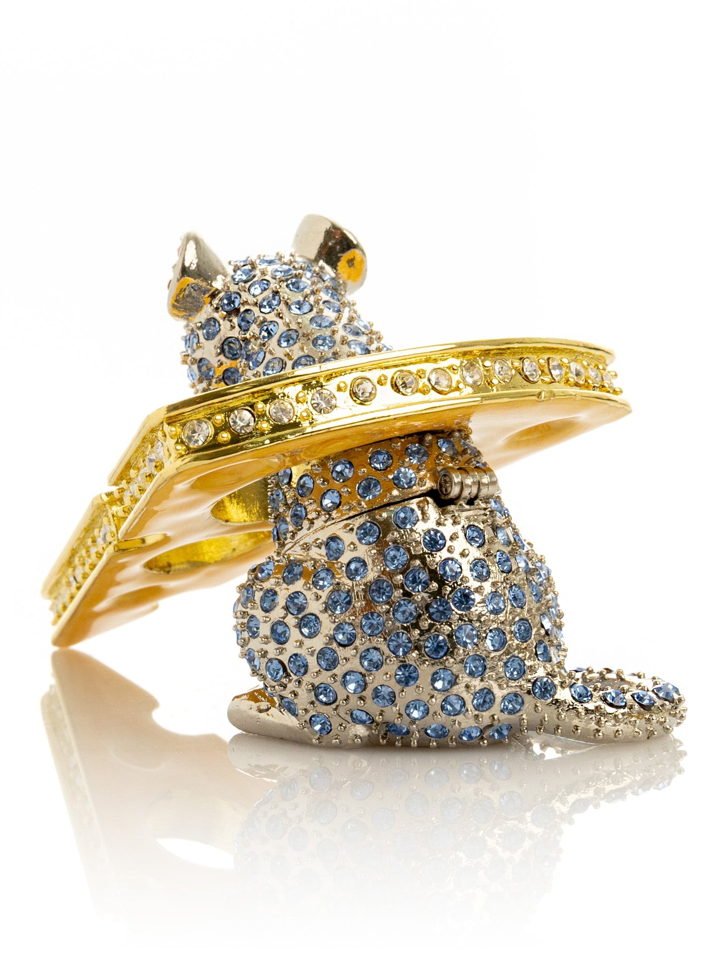 Sparkling Mouse Peeking from Yellow Cheese Trinket Box