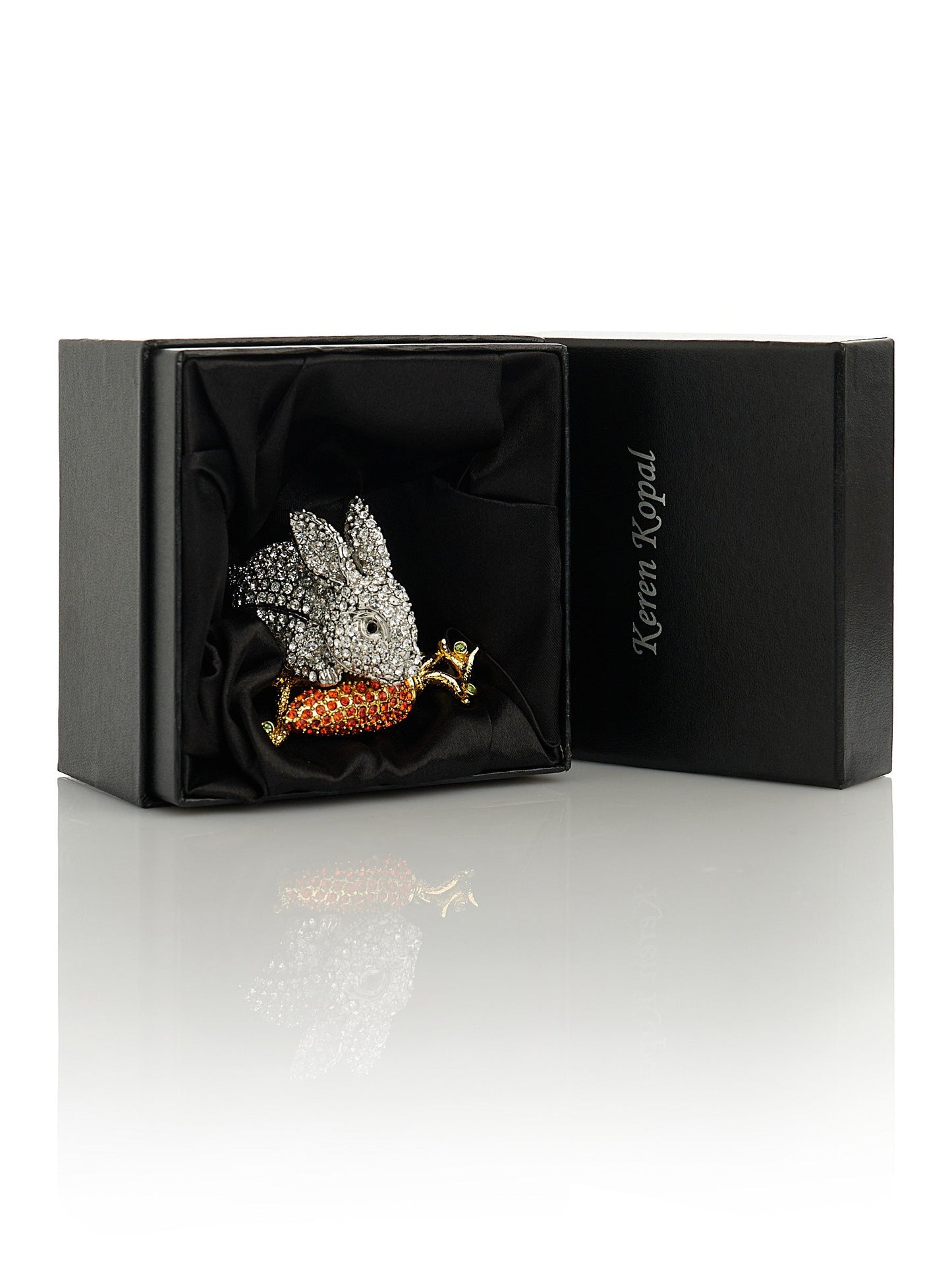 Keren Kopal Rabbit with Carrot Trinket Box