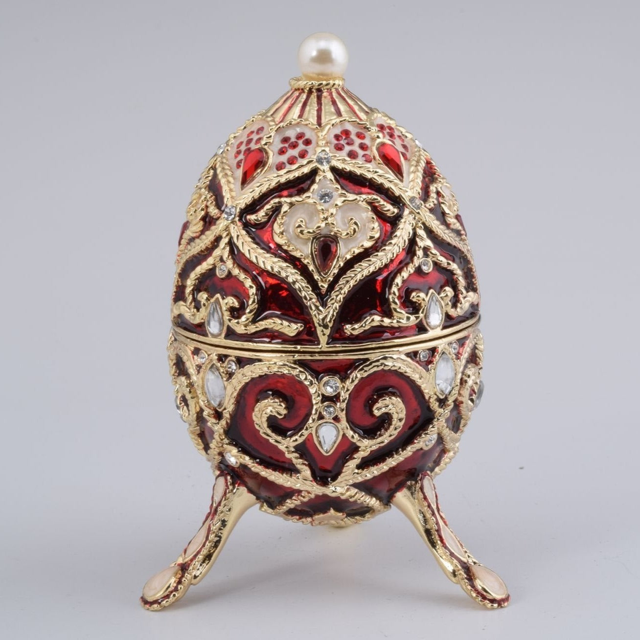 Red Faberge Style Music Playing Egg - Exquisite Decor