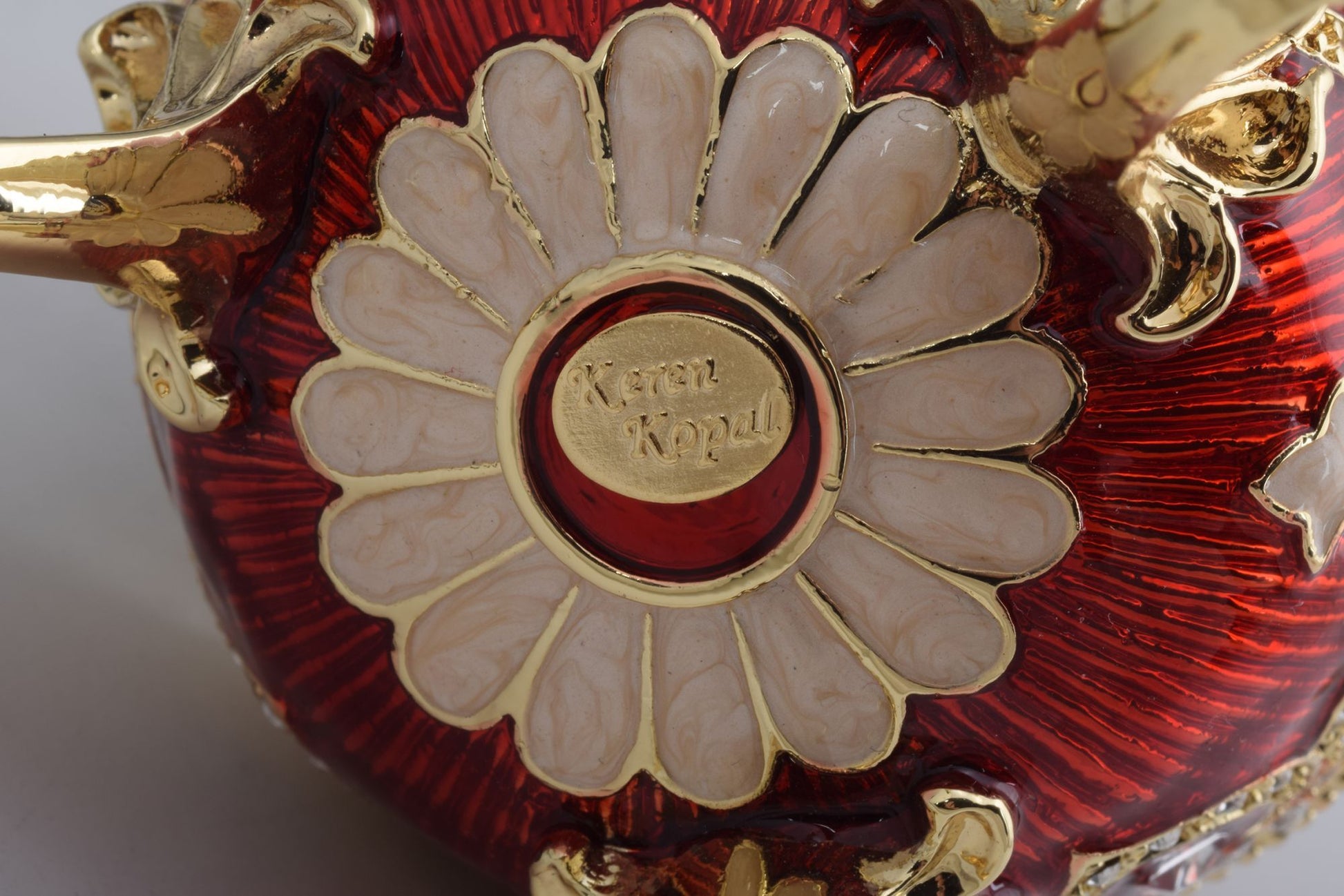 Keren Kopal Red Wind up Horse Carousel Faberge Style Egg