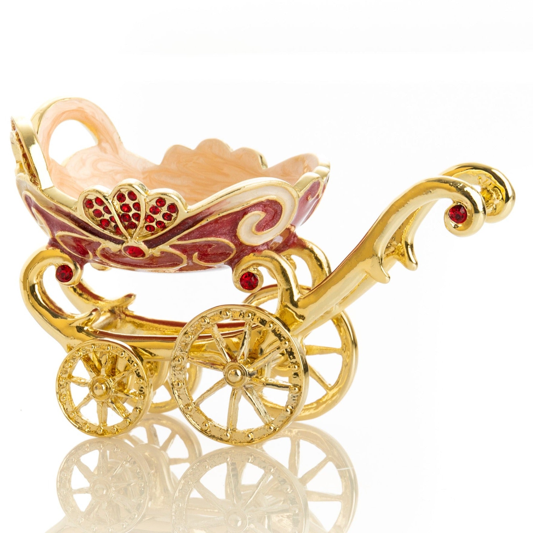 Keren Kopal Red vintage Baby Carriage Trinket Box stroller