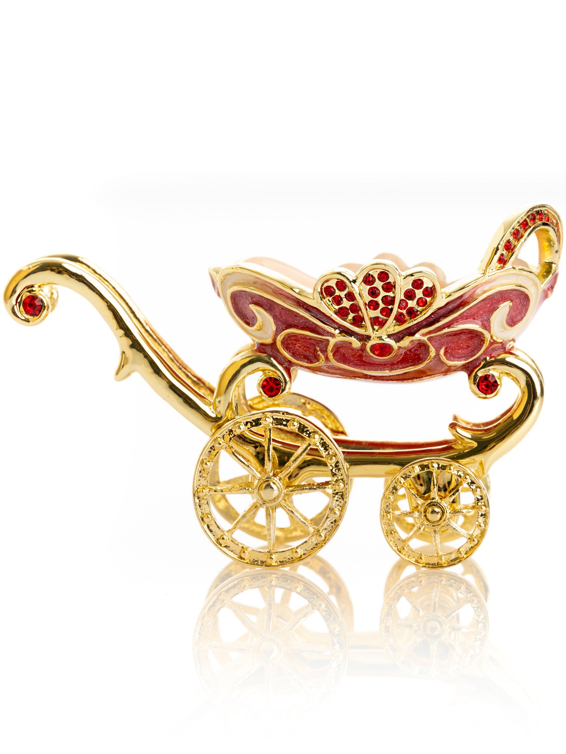 Keren Kopal Red vintage Baby Carriage Trinket Box stroller