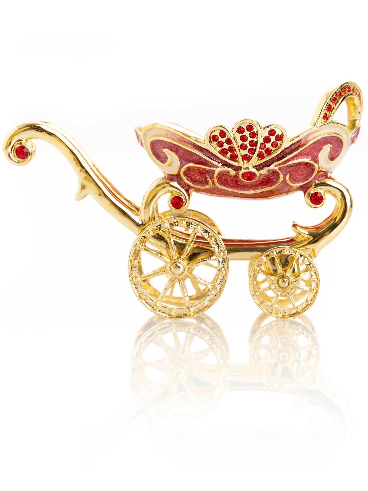 Keren Kopal Red vintage Baby Carriage Trinket Box stroller