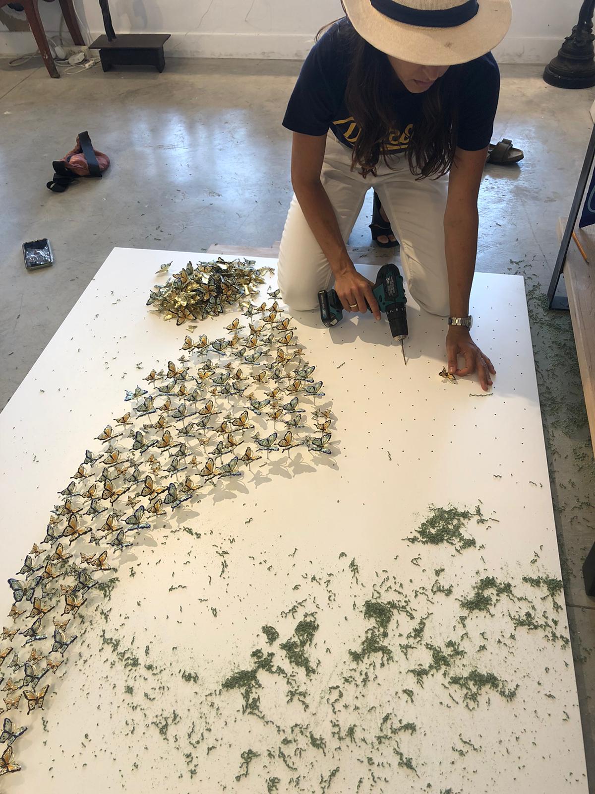 Keren Kopal River of Butterflies Wall Art White