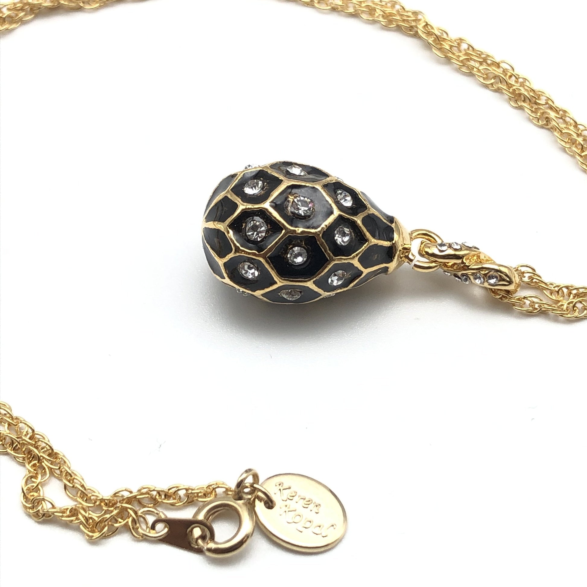 Keren Kopal Black Egg Pendant Gold Necklace