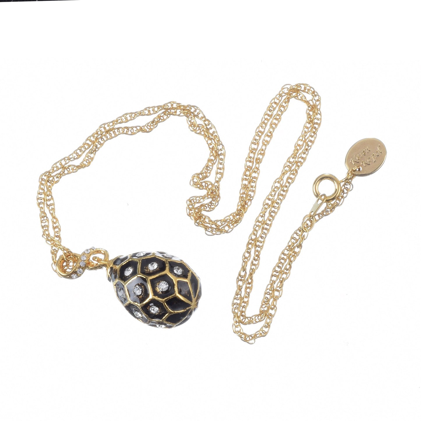 Keren Kopal Black Egg Pendant Gold Necklace
