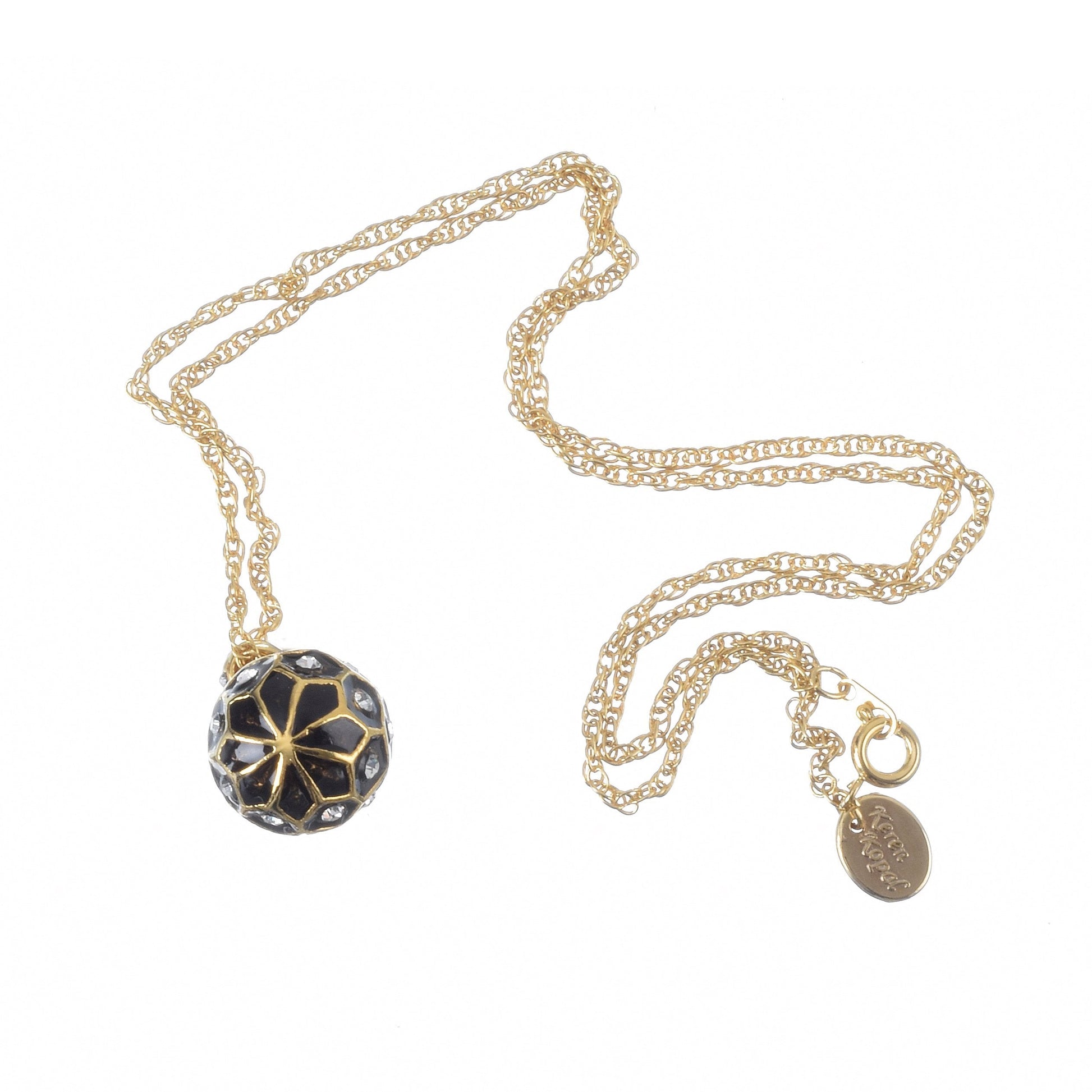 Keren Kopal Black Egg Pendant Gold Necklace