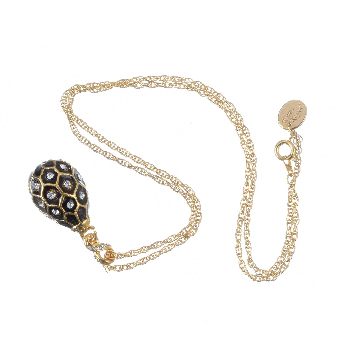 Keren Kopal Black Egg Pendant Gold Necklace