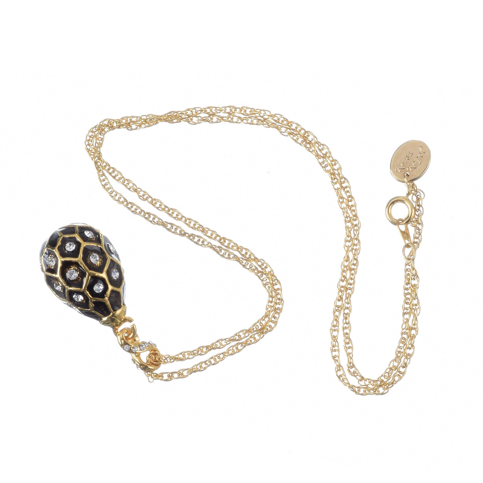 Keren Kopal Black Egg Pendant Gold Necklace