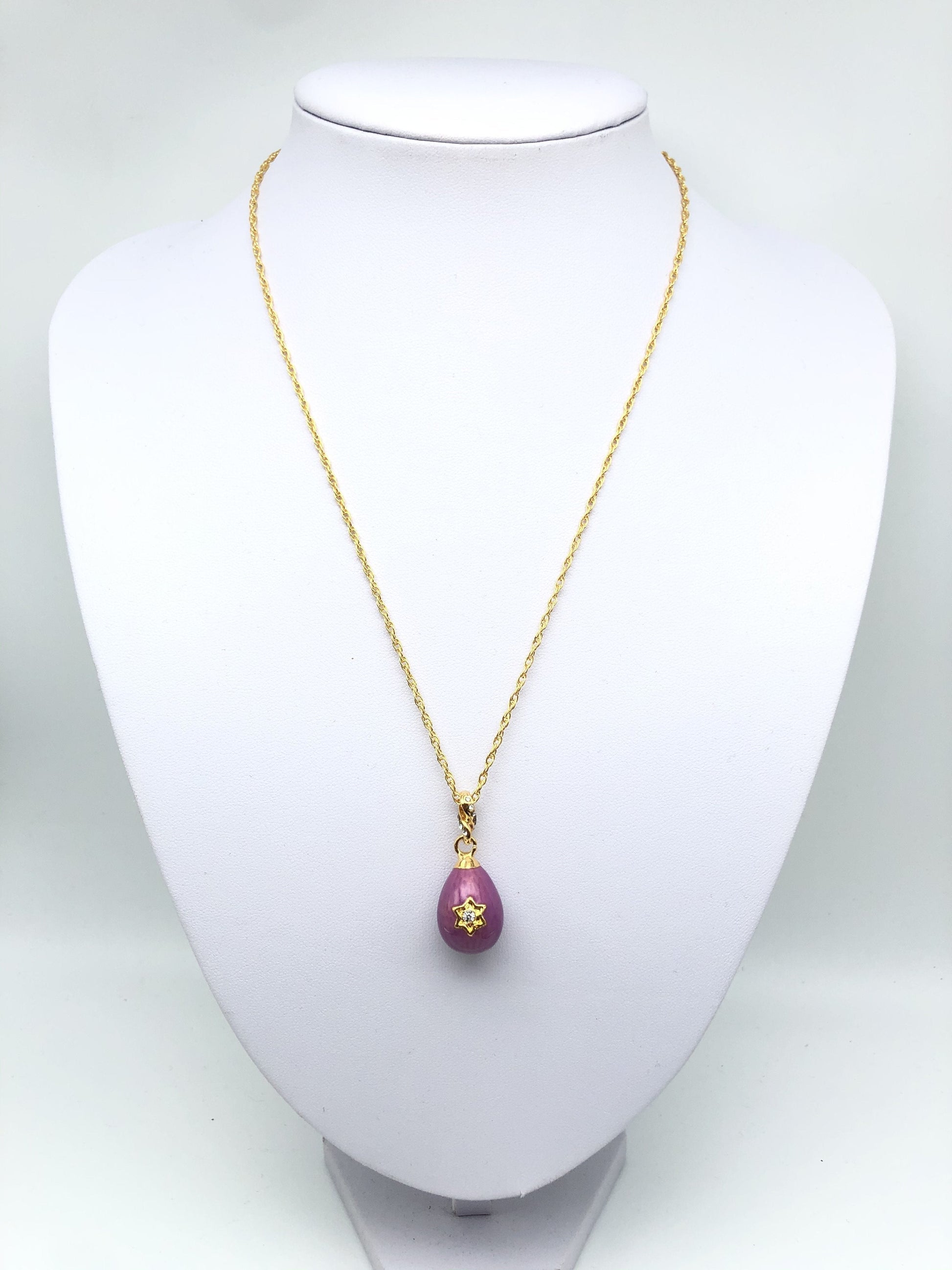 Keren Kopal Purple Egg Star of David Pendant Gold Necklace