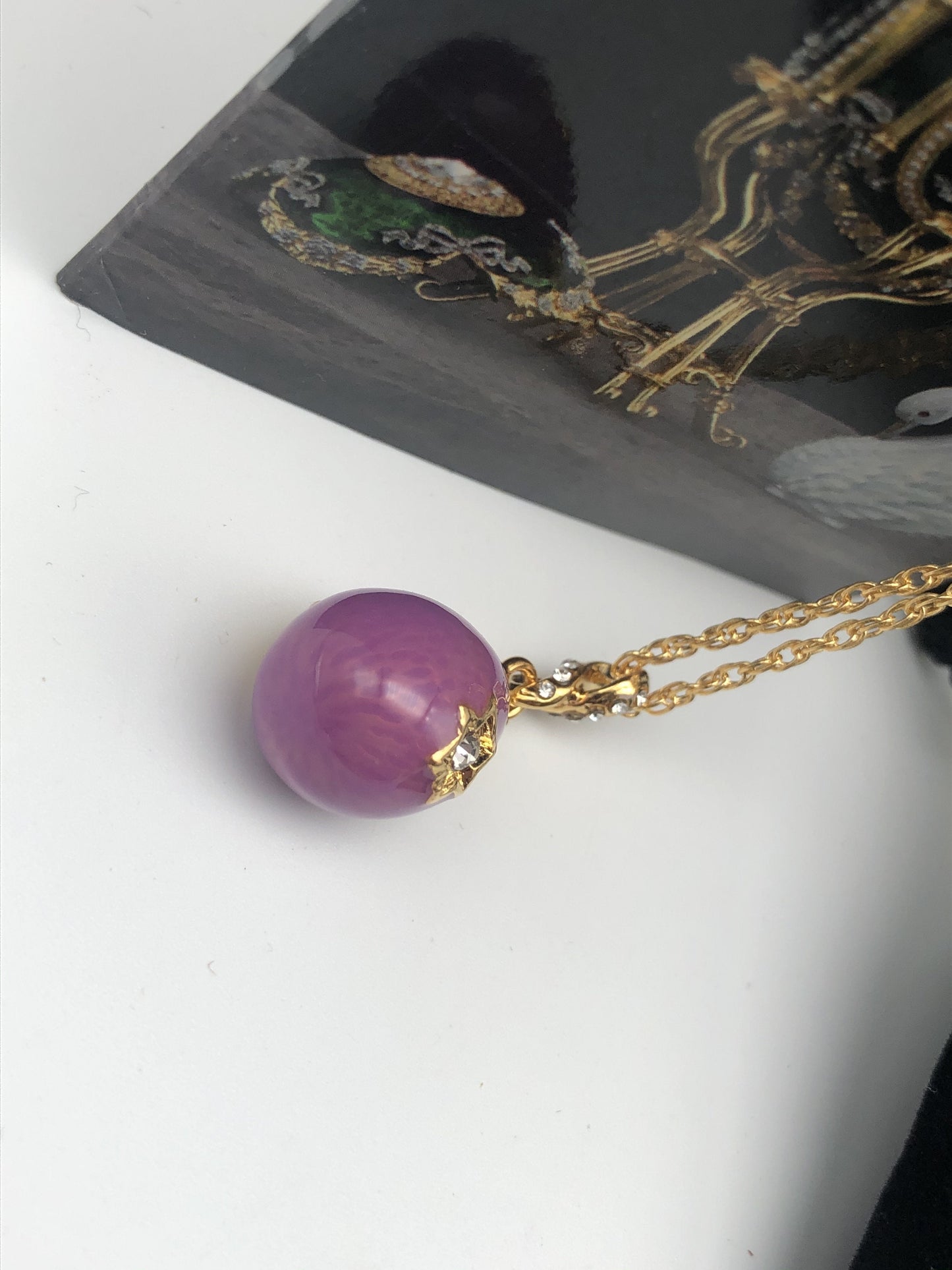 Keren Kopal Purple Egg Star of David Pendant Gold Necklace