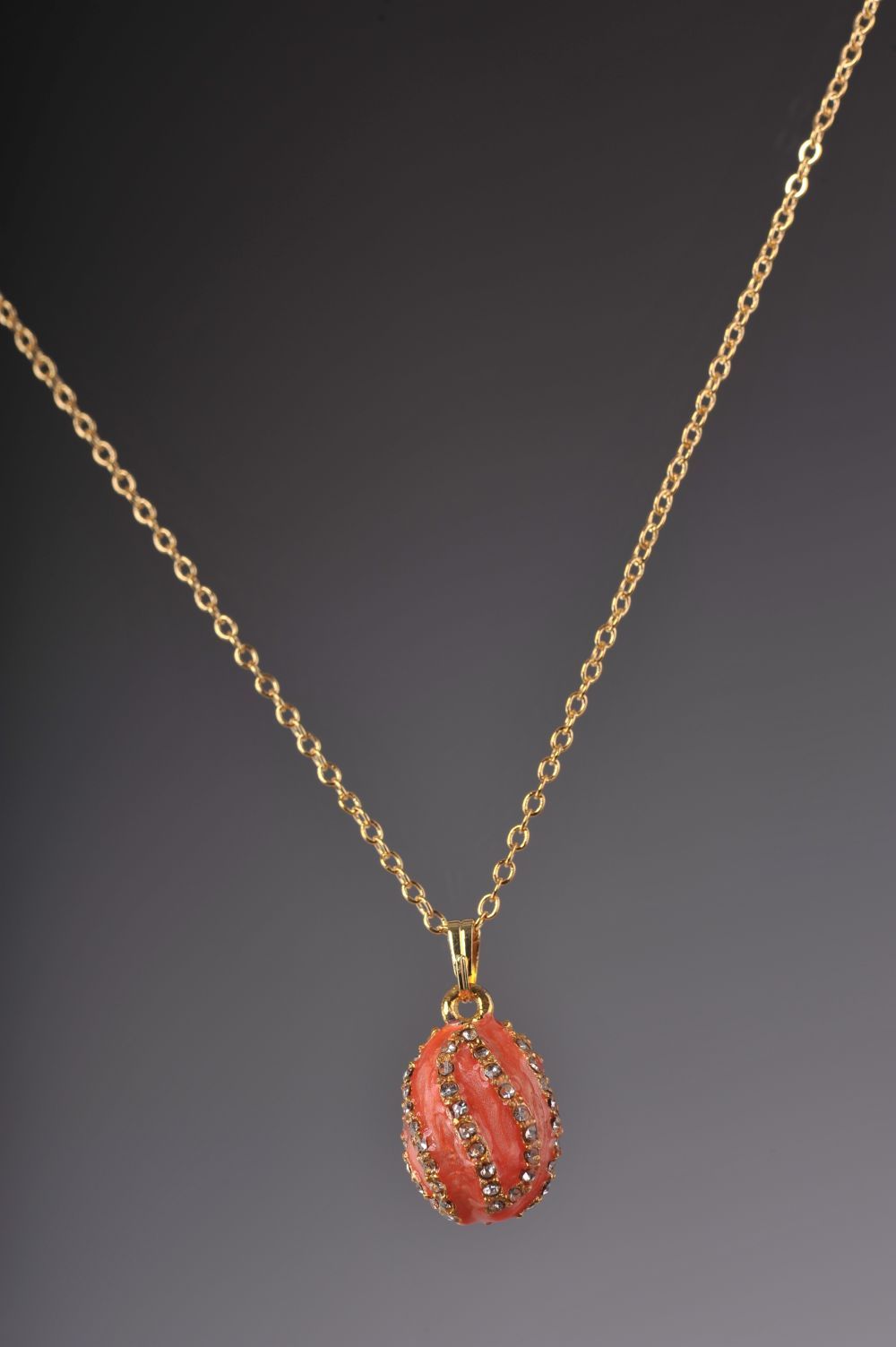 Keren Kopal Salmon Spiral Egg Pendant Necklace