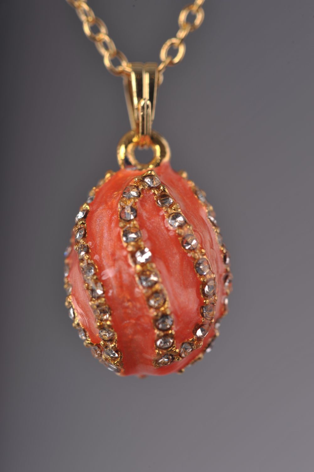 Keren Kopal Salmon Spiral Egg Pendant Necklace