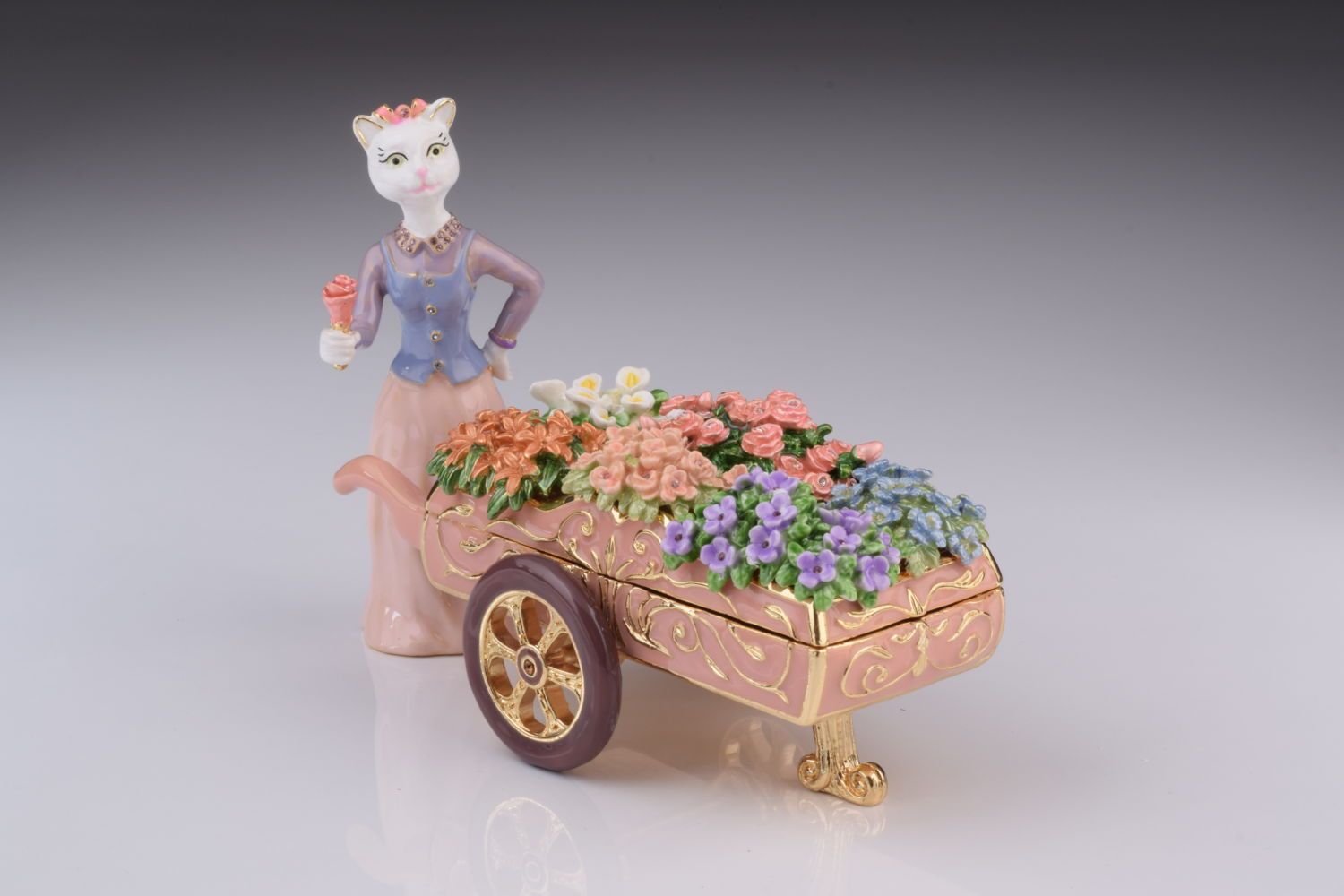 Keren Kopal Florist Cat with flowers cart trinket box