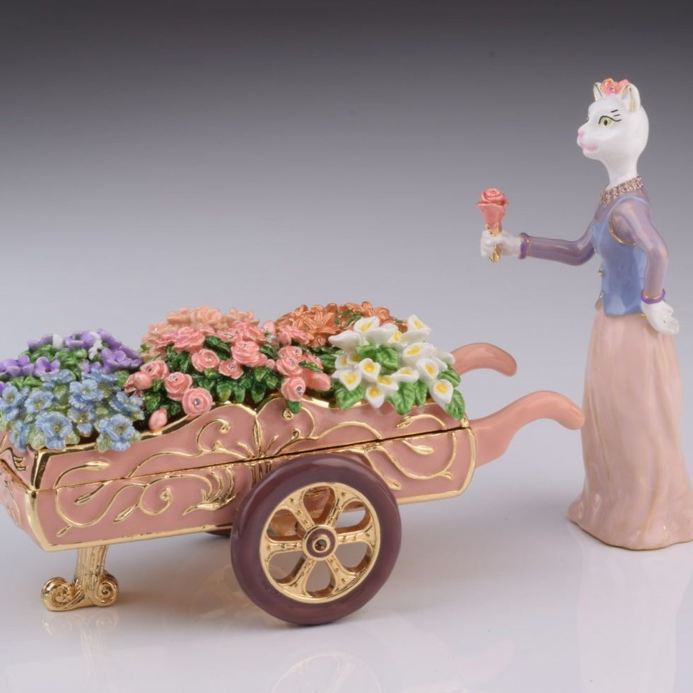 Keren Kopal Florist Cat with flowers cart trinket box
