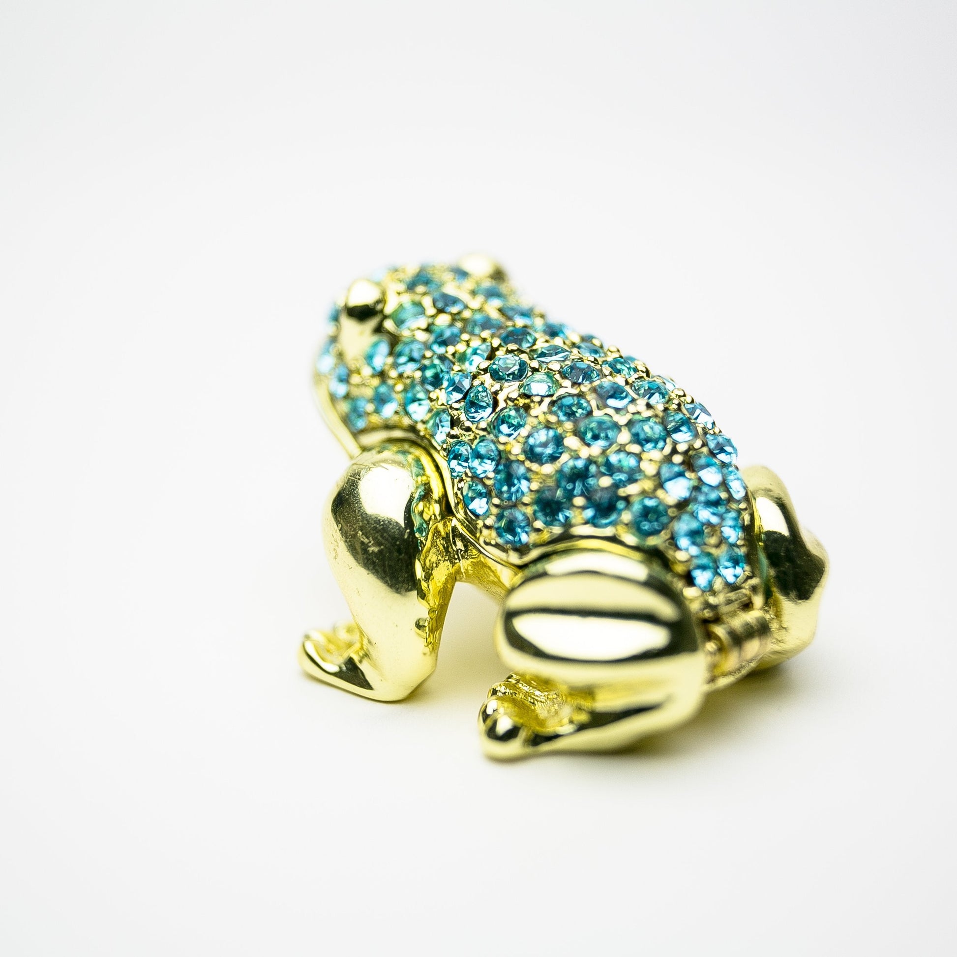 Keren Kopal Gold Frog Decorated with Blue Crystals