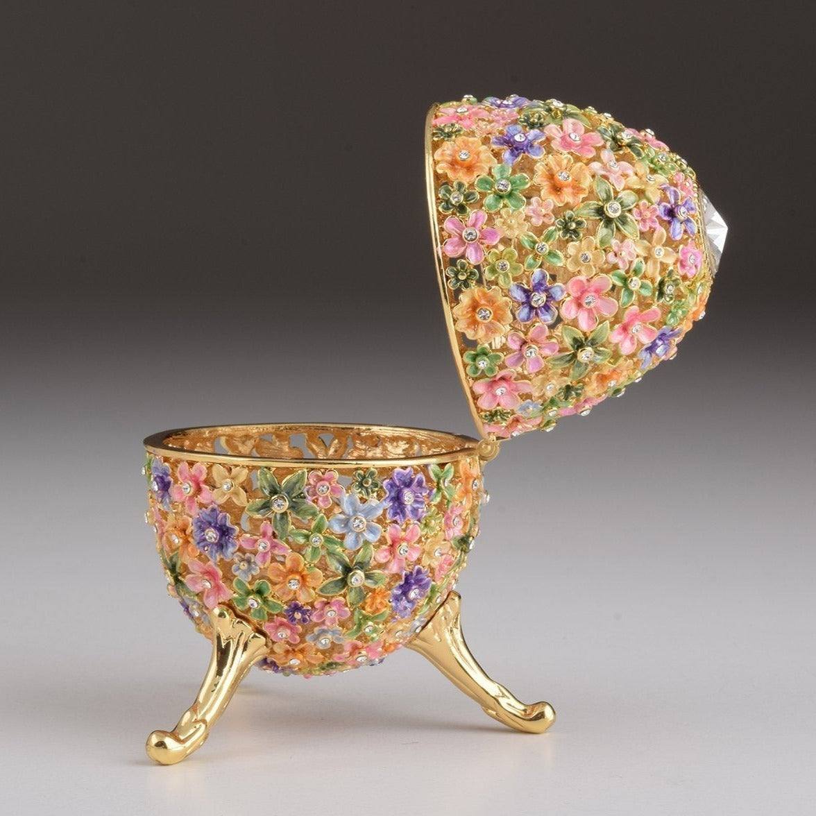 Keren Kopal Gold with Colorful Flowers Easter Egg