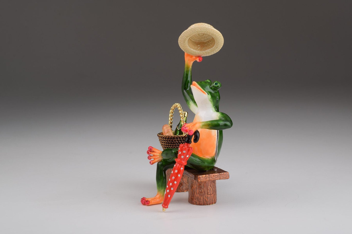 Keren Kopal Green Frog on a Bench