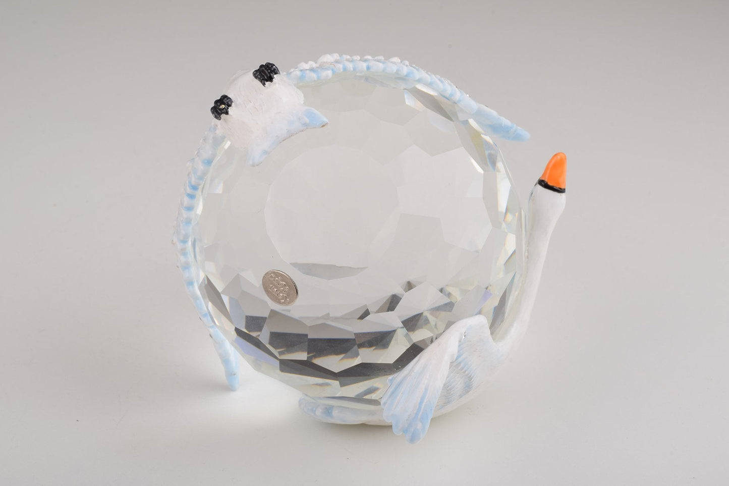 Keren Kopal Two White Swans on Crystal Ball