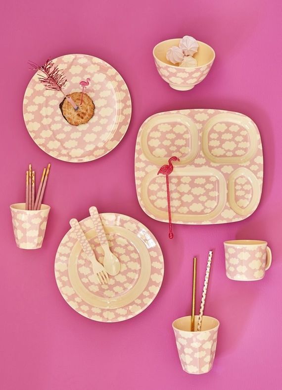 Rice DK | Kids Melamine Pink Bowl with Cloud Print