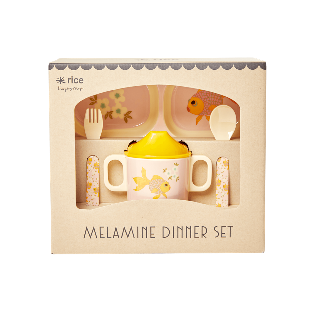 Rice DK | Melamine Baby Set Dinner Gold Fish Print