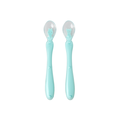 Rice DK | BABY SILICONE SPOON IN PINK - BEAR AND RABBIT DESIGN