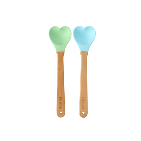 Rice DK Set of Two Mini Bamboo and Silicone Heart Spatulas