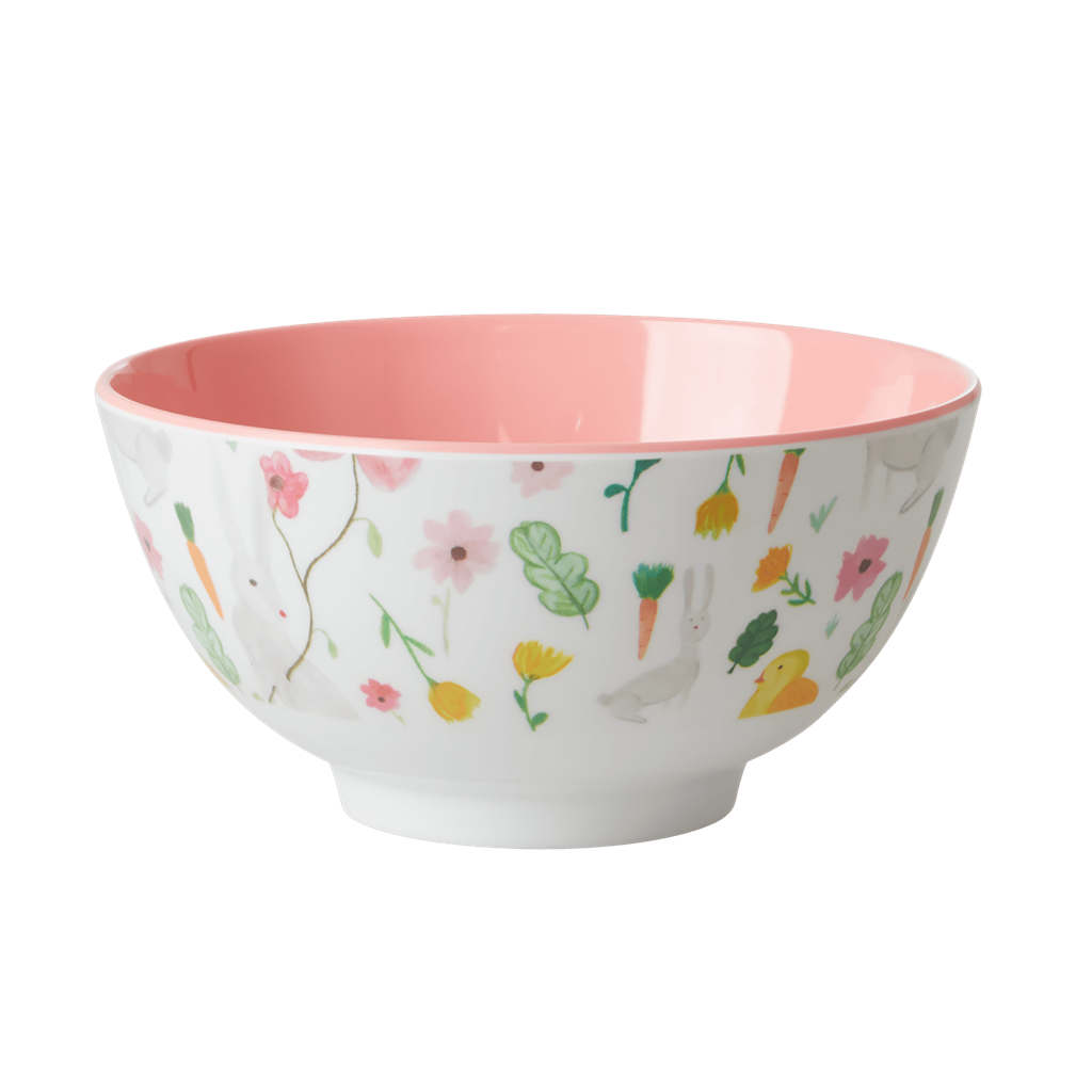 Rice DK White Easter Medium Print Two Tone Melamine Bowl