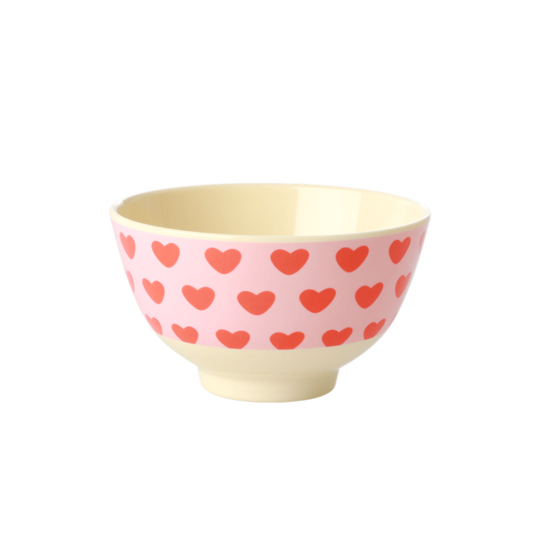 Rice DK | Two-Tone Small Melamine Bowl Sweet Heart Print