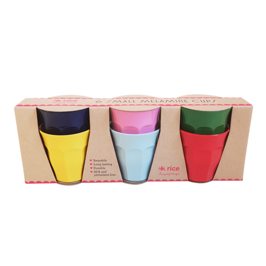 Rice DK Set of 6 Small Curve 'Favorite' Melamine Cups in Gift Box